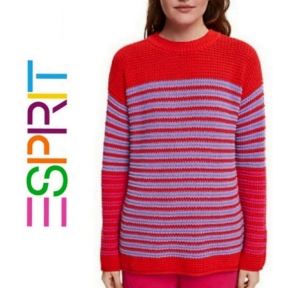 Esprit Sweaters - NWT XS ESPRIT Cotton Casual Knitted Striped Sweater Oversized